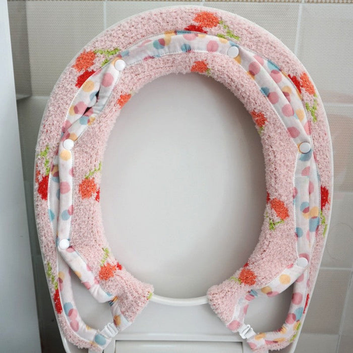 Feblilac Cute Heart/Solid/Stripe Toilet Seat Cover