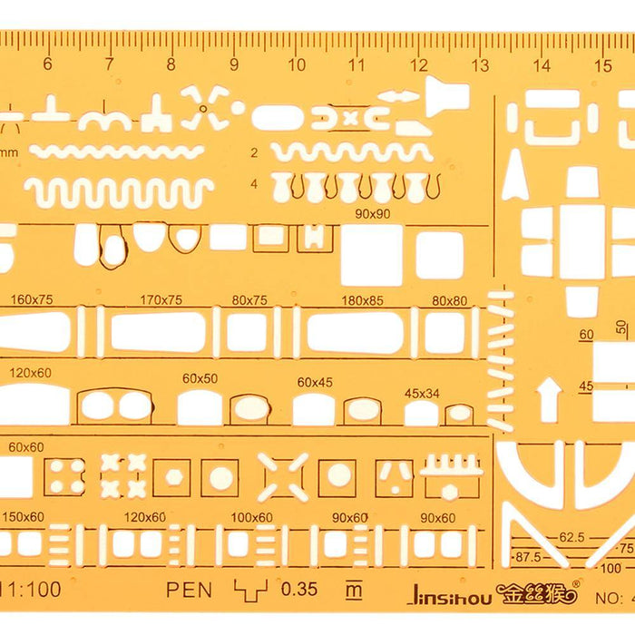 1:100 1:200 Double Scale Combo Architecture Building Formwork Drawing Template KT Soft Ruler Stencil