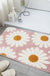 Feblilac Pink Daisy Bath Mat, Flower Floral Bathroom Rug