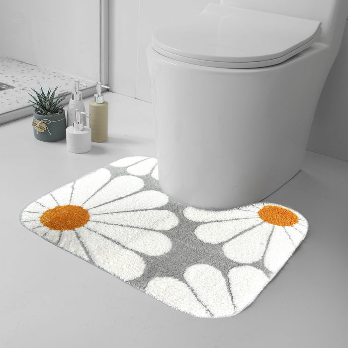 Feblilac Daisy Flower Tufted Bath Mat Set