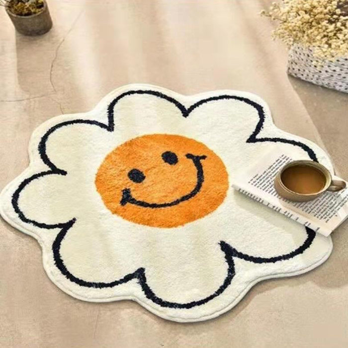 Feblilac Irregular White Sun Flower Mat Rug Carpet