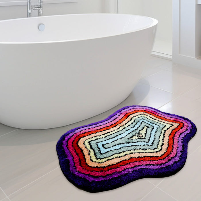 Feblilac Irregular Rainbow Tufted Bath Mat