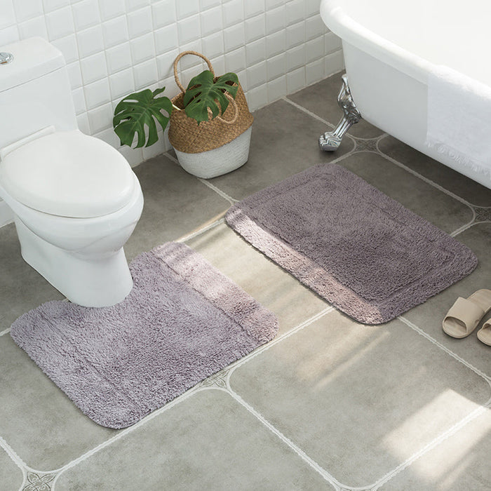 Feblilac Square Solid Tufted Bathroom Mat Toilet U-Shaped Floor Mat