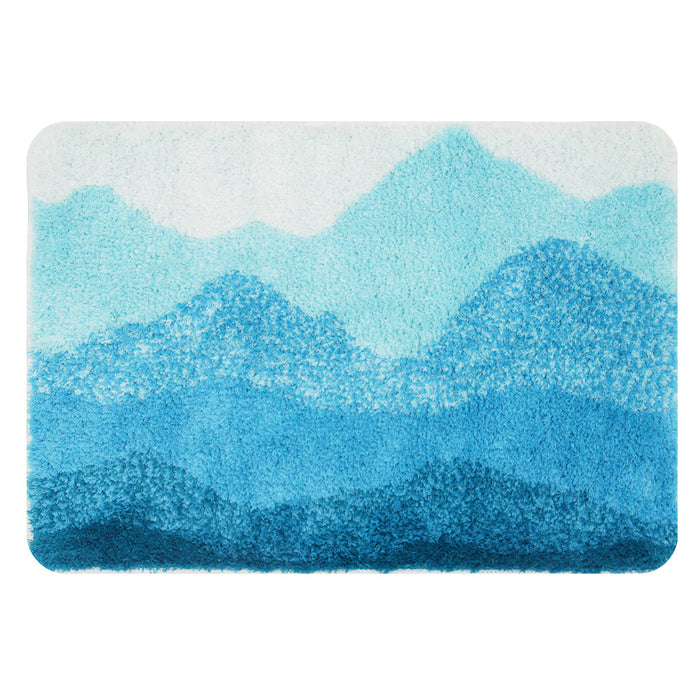 Feblilac Blue Gradient Mountain Tufted Bath Mat