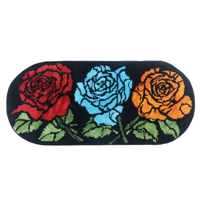 Feblilac Three Rose Flowers Tufted Bath Mat