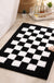 Feblilac Smog Blue and White Checkerboard Ultra Soft Bathroom Rug