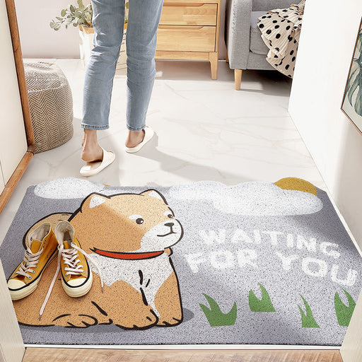 Feblilac Shiba Inu Is Waiting For You PVC Coil Door Mat