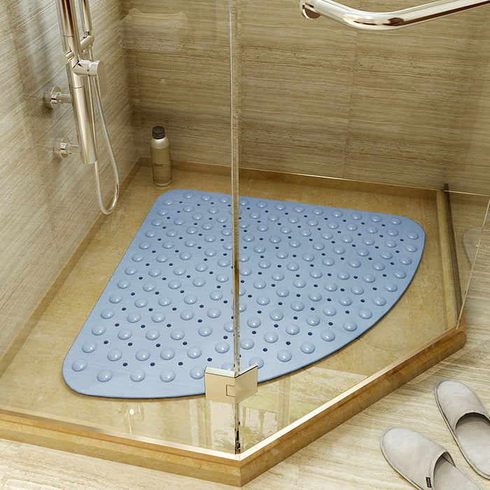 Feblilac TPE Blue/Grey/White Drain Holes and Suction Cups Tub Rug, Anti Slip Massage Bathtub Mats