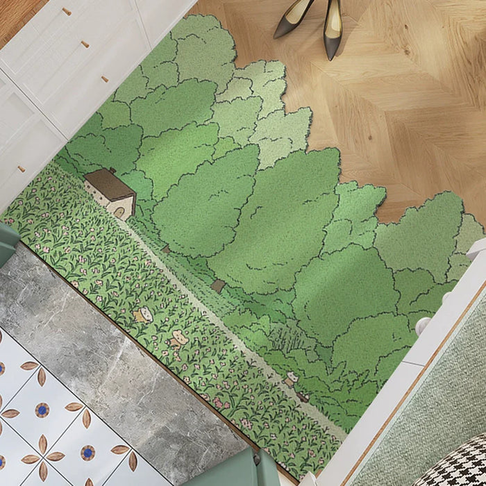 Feblilac Irregular Manga Forest PVC Coil Door Mat