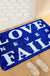 Feblilac Blue Background Love Never Falls Tufted Bath Mat