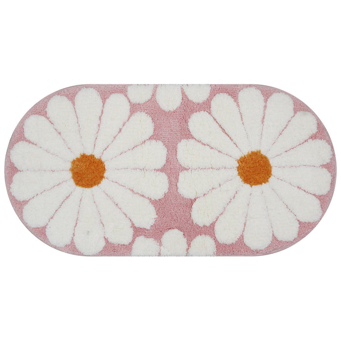 Feblilac Oval Colorful Daisy Tufted Bath Mat