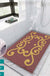 Feblilac Red Background Baroque Pattern PVC Coil Bathtub Mat and Shower Mat