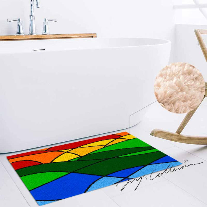 Feblilac Colorful Abstract Mountain Geometric Tufted Bath Mat