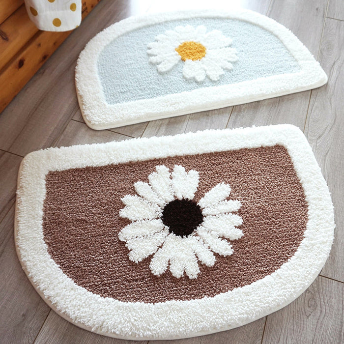 Semicircle Daisy Bathroom Mat