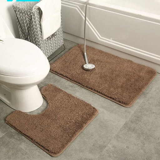 Feblilac Solid Tufted Bathroom Mat Toilet U-Shaped Floor Mat