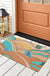 Feblilac Yellow and blue Japanese Waves PVC Coil Door Mat