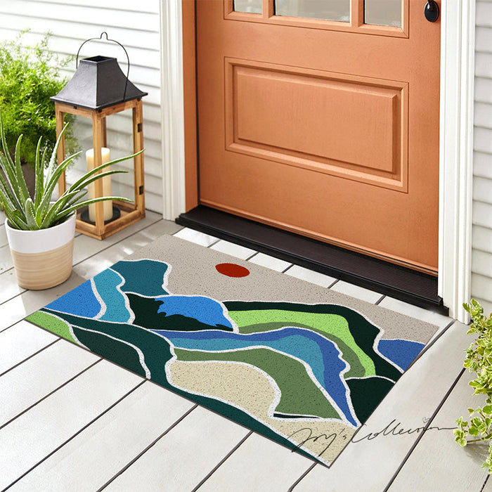 Feblilac Green Mountains and Rivers PVC Coil Door Mat