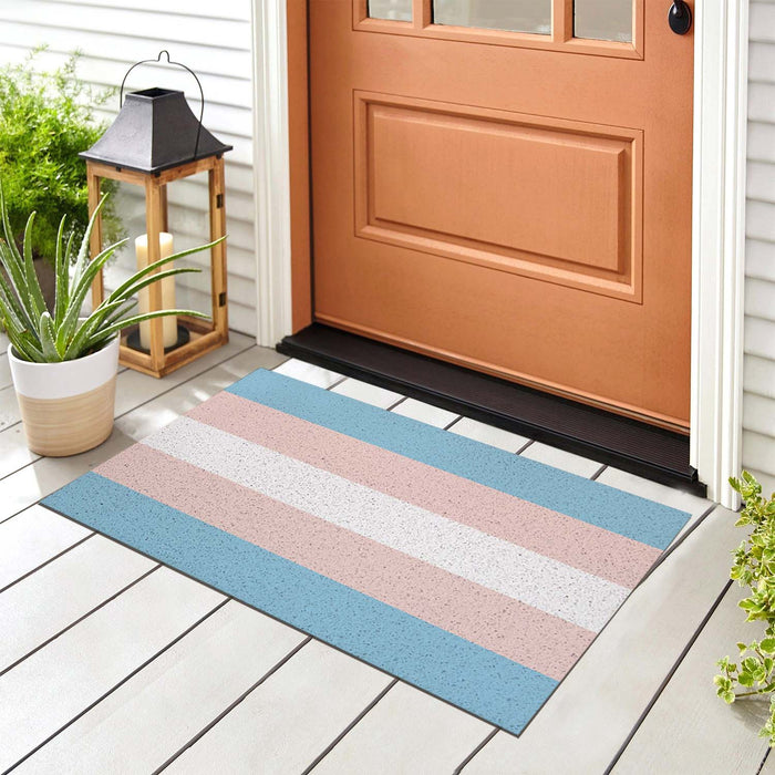 Feblilac Pink Blue White LGBT Flag PVC Coil Door Mat