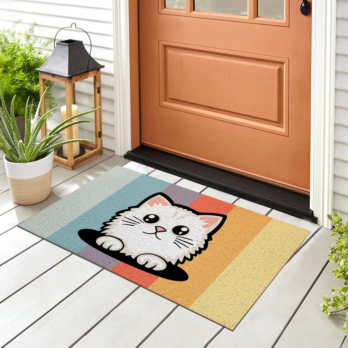 Feblilac Rainbow Cat PVC Coil Door Mat