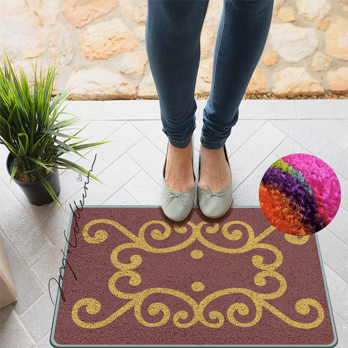 Feblilac Red Background Baroque Pattern Nylon Door Mat