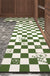 Feblilac Green White Checkerboard and Bear PVC Leather Kitchen Mat