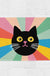 Feblilac Black Cat Colorful Stripes Background Tufted Bath Mat