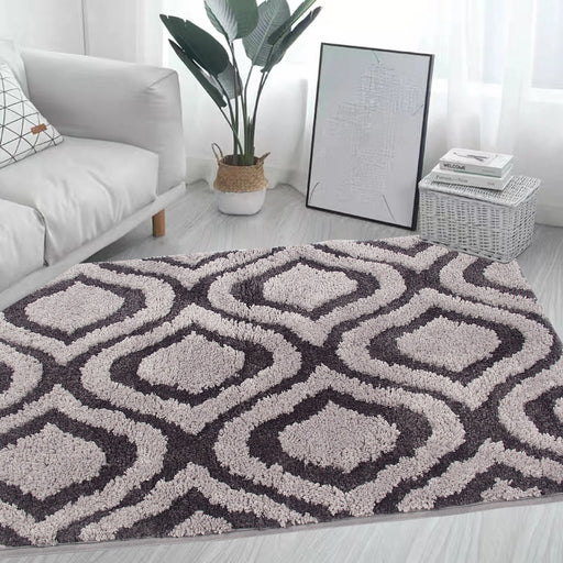 Feblilac Grey Morocco Pattern Ultra Soft Bathroom Rug