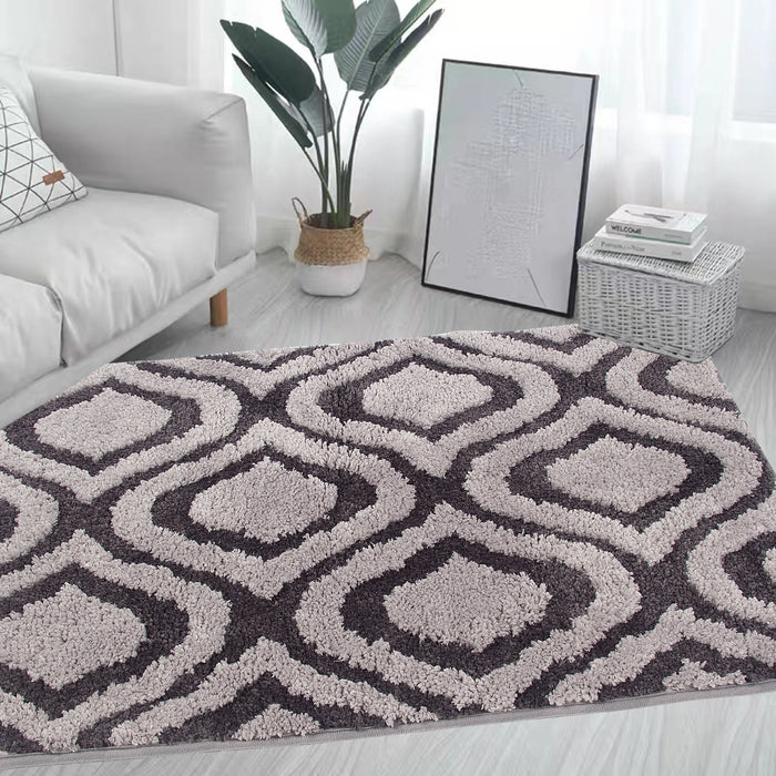 Feblilac Grey Morocco Pattern Ultra Soft Bathroom Rug