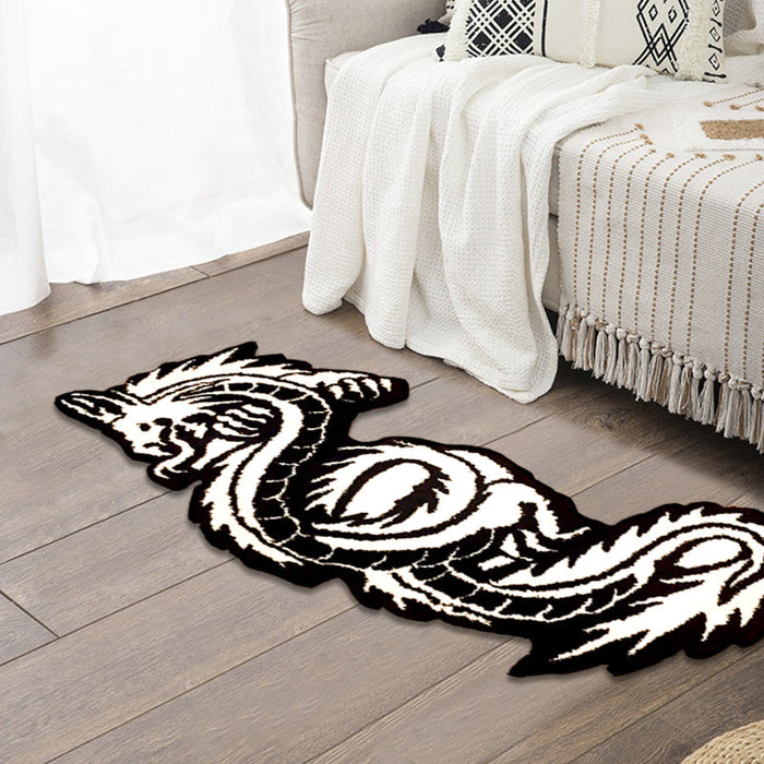 Feblilac Cute Black and White Dragon Tufted Bath Mat