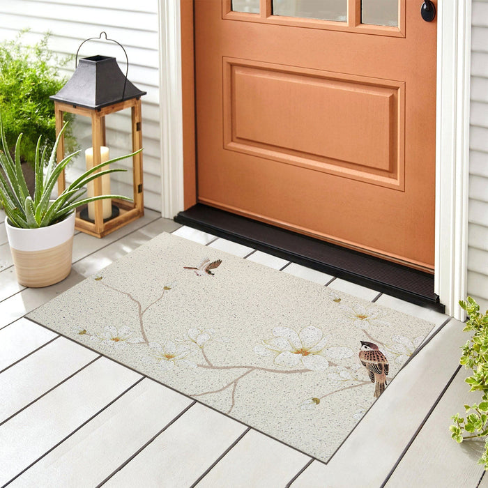 Feblilac Sparrow Magnolia Flower PVC Coil Door Mat