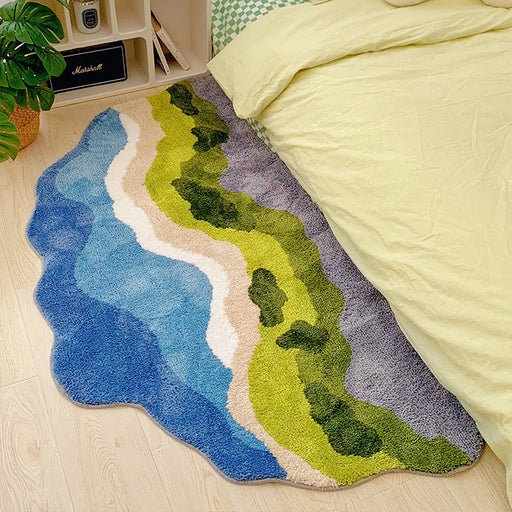 Feblilac Pretty Maldives Leaves Bedroom Mat, Moss and Lake Area Rug