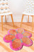 Feblilac Pink Orange Six-petal Flower Tufted Bath Mat