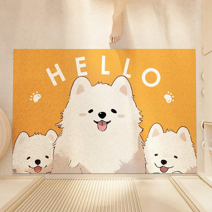 Feblilac Cute Samoyed Family PVC Coil Door Mat