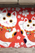 Feblilac Red Background White Sakura Lucky Cat Handmade Tufted Acrylic Livingroom Carpet Area Rug