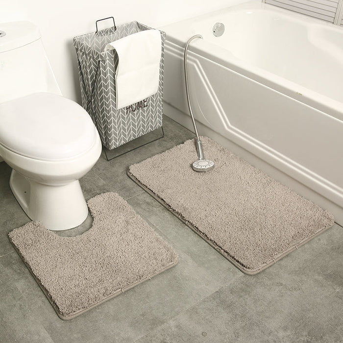 Feblilac Solid Tufted Bathroom Mat Toilet U-Shaped Floor Mat