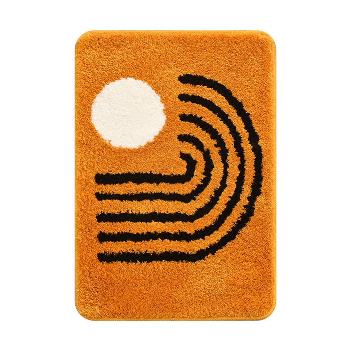 Feblilac Orange Sun Curves Tufted Bath Mat Mom‘s Day Gift