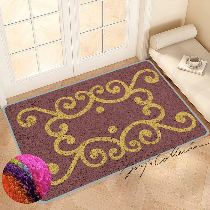 Feblilac Red Background Baroque Pattern Nylon Door Mat