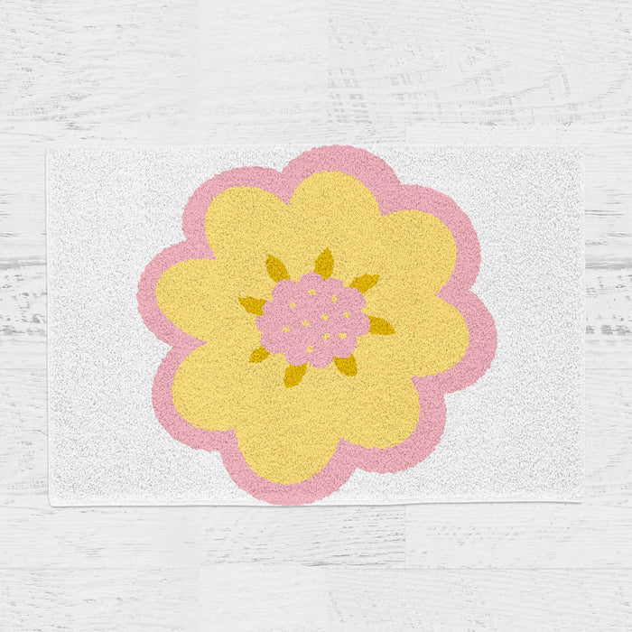 Feblilac Large Pink Flower Tufted Bath Mat