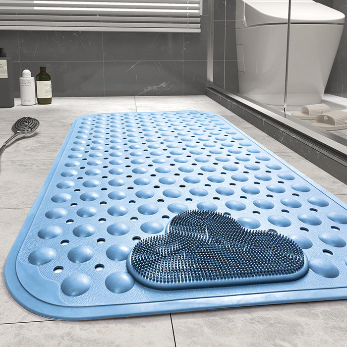 TPE Blue/Grey/Khaki/White Drain Holes and Suction Cups Tub Rug, Anti Slip Massage Bathtub Mats