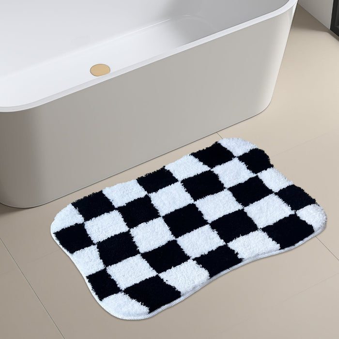 Feblilac Irregular Checkerboard Tufted Bath Mat