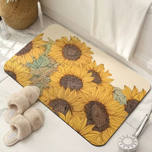 Feblilac Yellow Sunflower Diatomaceous Earth Entrance Door Mat