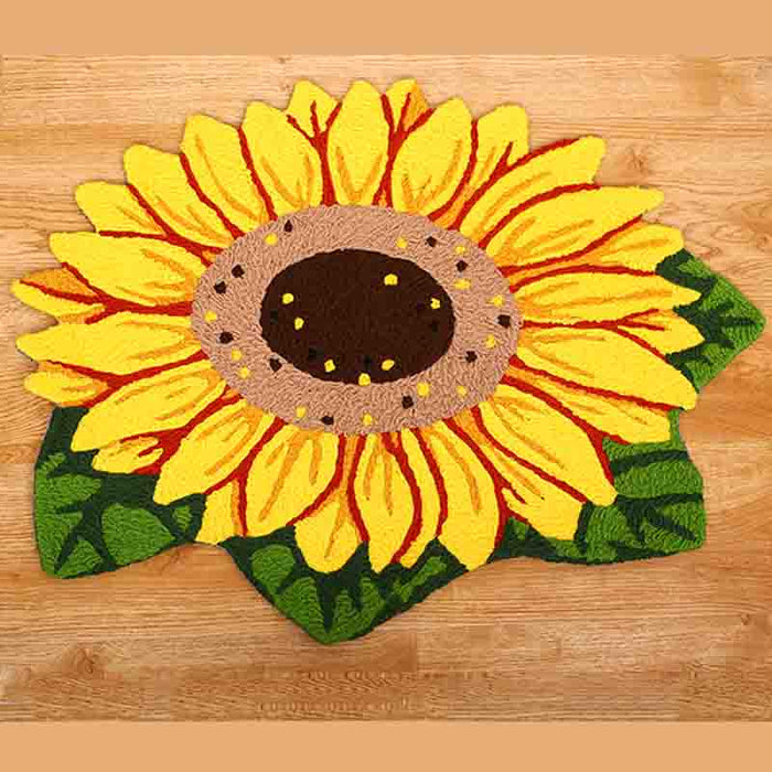 Feblilac Woven Acrylic Fibers Sunflower Door Mat