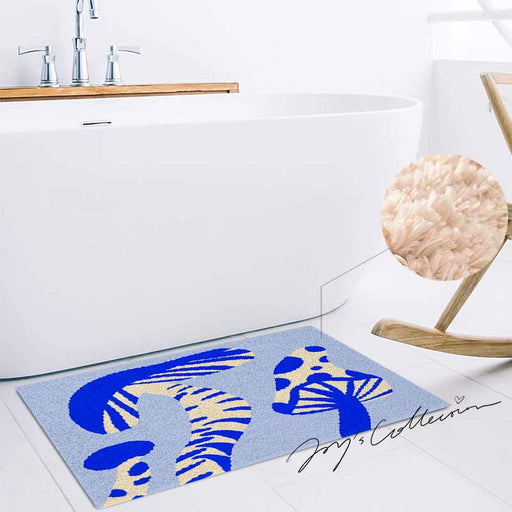 Feblilac Light Blue Mushroom Tufted Bath Mat