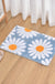 Feblilac Sky Blue Daisy Bath Mat, Flower Floral Bathroom Rug, Soft Plush Water-Absorbent Mat