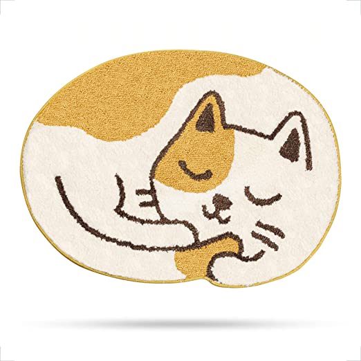 Feblilac Sleep Cat Animals Tufted Bath Mat