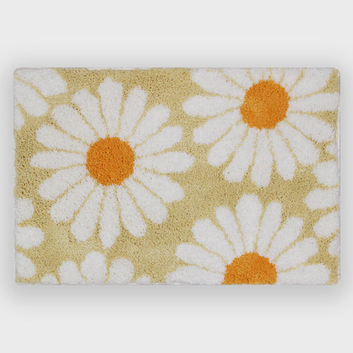 Feblilac Cute Daisy Bath Mat, Black/Purple/Red/Yellow/Green Floral Bathroom Rug