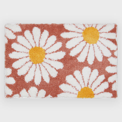 Feblilac Cute Daisy Bath Mat, Black/Purple/Red/Yellow/Green Floral Bathroom Rug