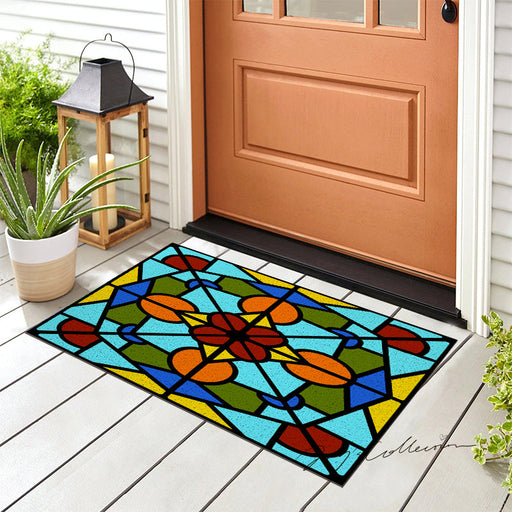 Feblilac Baroco Style Glasses Geometric PVC Coil Door Mat