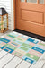 Feblilac Pink and Blue Square Geometric PVC Coil Door Mat