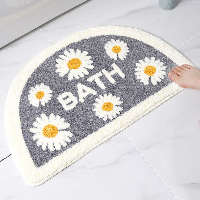 Feblilac Semicircle Daisy Tufted Bath Mat